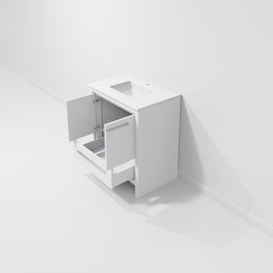 English Elm White Bath Vanity With White Quartz Top - Modern Solid Wood Design, Soft-Close Storage & Style B2731P259319-GIGA