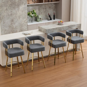 English Elm Ts Teddy Fleece Accent Chair Set of Two with Gold Square Legs for Glam Modern Spaces Gray W2311P412752