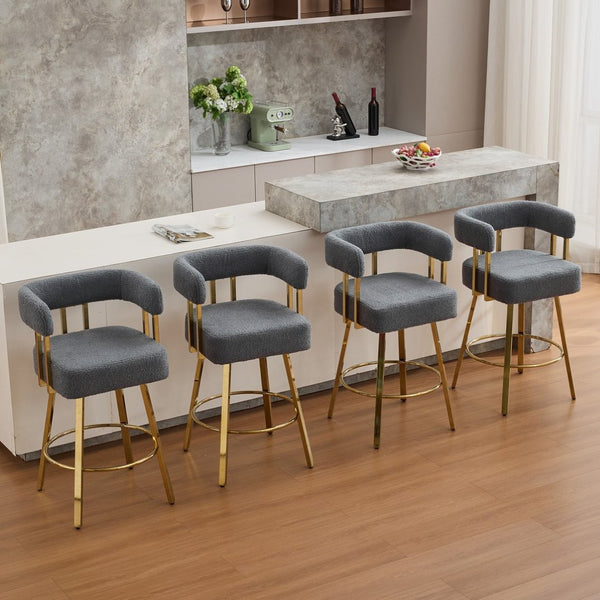 English Elm Ts Teddy Fleece Accent Chair Set of Two with Gold Square Legs for Glam Modern Spaces Gray W2311P412752