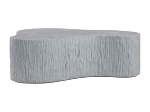 Lexington Artistica Home Pangea Cocktail Table - Unique Asymmetrical Design With White Gray Marble Top And Textured Base Antique Aged White Wood 2321-949
