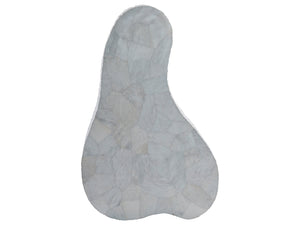 Lexington Artistica Home Pangea Cocktail Table - Unique Asymmetrical Design With White Gray Marble Top And Textured Base Antique Aged White Wood 2321-949