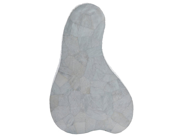 Lexington Artistica Home Pangea Cocktail Table - Unique Asymmetrical Design With White Gray Marble Top And Textured Base Antique Aged White Wood 2321-949