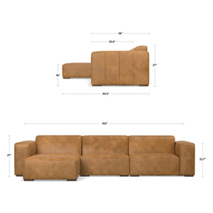 English Elm Rex 2-Seater Sofa With Left Chaise - Handcrafted Brazilian Leather, Modern Design, Lasting Comfort B136P199217-GIGA