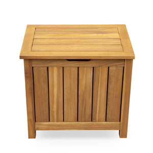 English Elm Christopher Knight Home® - Portside Teak 30-Gallon Wood Deck Box — Solid Acacia, Weather & UV-Resistant Storage Bench with Lid Supports N775P251111T