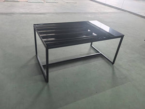 English Elm Black Glass Coffee Table - Versatile Tempered Glass & Metal Legs For Modern Living Room & Patio Use W1718P362677