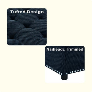 English Elm Storage Ottoman Tufted Nailhead Trim Lift Top Footstool for Living Room or Bedroom Black W5568P447086