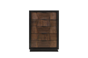 English Elm Houston Queen Bedroom Set Walnut Espresso Wood with Geometric Panel Design B009S01697