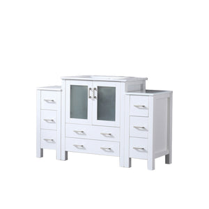English Elm White 54" Single Bath Vanity with Side Cabinets & White Ceramic Top, Solid Wood, Soft-Close Drawers B2731S00972