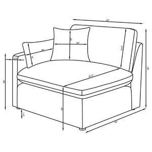 English Elm Greeley Six Piece Modular Sectional with Ottoman Feather Blend Cushions Track Arms B062S01555