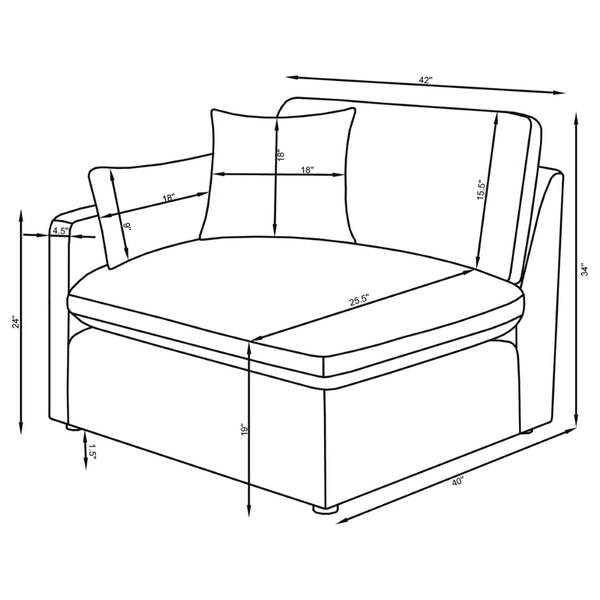English Elm Greeley Six Piece Modular Sectional with Ottoman Feather Blend Cushions Track Arms B062S01555