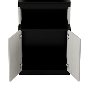 English Elm Full Full Size Murphy Bed with Desk, Shelves & Cabinets in Black+White — Space-Saving, Sturdy Design GX002042AAE