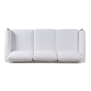 English Elm Christopher Knight Home® - 83.86" 3-Seater Sofa in Teddy Velvet with Curved Armrests & Solid Wood Legs, Plush Durable Comfort Cream White N765P331021W