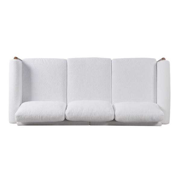 English Elm Christopher Knight Home® - 83.86" 3-Seater Sofa in Teddy Velvet with Curved Armrests & Solid Wood Legs, Plush Durable Comfort Cream White N765P331021W