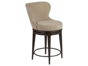 Lexington Artistica Home Willa Swivel Counter Stool - Plush Memory Foam, Solid Oak Frame, Unique Velvet Finish, Chic Design Mocha Wood 2325-895-01