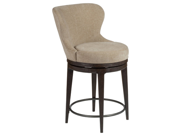 Lexington Artistica Home Willa Swivel Counter Stool - Plush Memory Foam, Solid Oak Frame, Unique Velvet Finish, Chic Design Mocha Wood 2325-895-01