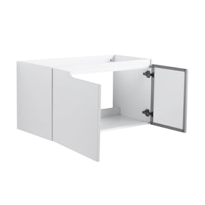 English Elm 36" Floating Bathroom Vanity Glossy White Frosted Glass Soft Close Plywood Cabinet W999P387170