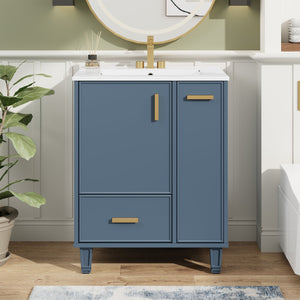 English Elm Christopher Knight Home® - 24" Bathroom Vanity with Ceramic Sink, Solid Wood Frame, Soft-Close Drawers & Ample Storage Appeal Grey N759P269734E