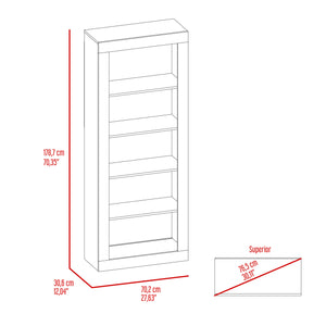 English Elm Bookcase Sleek Vertical Design with 5 Spacious Shelves, Engineered Wood Black, Modern Storage Solution B097S00106