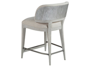 Lexington Artistica Home Olivia Contemporary White Oak Stool With Silver Leaf Accents And Luxurious Upholstered Seat Design Misty Gray Wood 2326-895-01