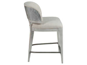Lexington Artistica Home Olivia Contemporary White Oak Stool With Silver Leaf Accents And Luxurious Upholstered Seat Design Misty Gray Wood 2326-895-01