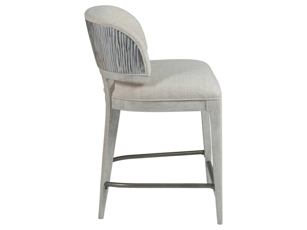 Lexington Artistica Home Olivia Contemporary White Oak Stool With Silver Leaf Accents And Luxurious Upholstered Seat Design Misty Gray Wood 2326-895-01
