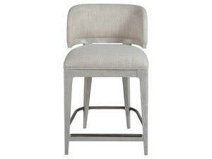 Lexington Artistica Home Olivia Contemporary White Oak Stool With Silver Leaf Accents And Luxurious Upholstered Seat Design Misty Gray Wood 2326-895-01