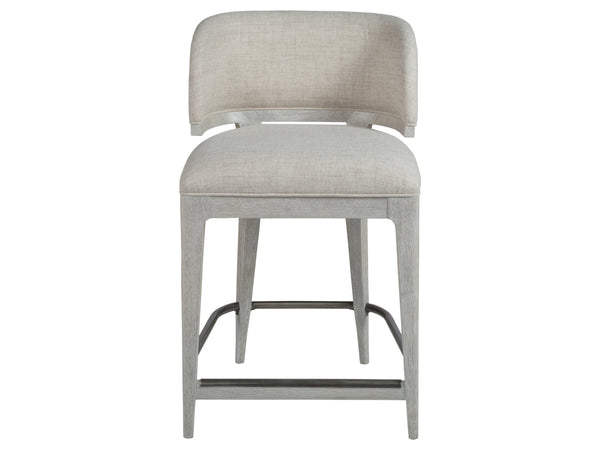 Lexington Artistica Home Olivia Contemporary White Oak Stool With Silver Leaf Accents And Luxurious Upholstered Seat Design Misty Gray Wood 2326-895-01