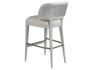 Lexington Artistica Home Olivia Contemporary White Oak Stool With Silver Leaf Accents And Luxurious Upholstered Seat Design Misty Gray Wood 2326-896-01