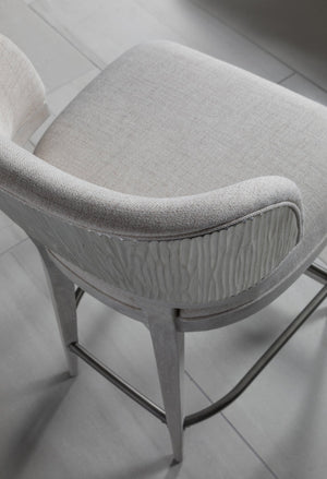 Lexington Artistica Home Olivia Contemporary White Oak Stool With Silver Leaf Accents And Luxurious Upholstered Seat Design Misty Gray Wood 2326-896-01