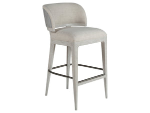 Lexington Artistica Home Olivia Contemporary White Oak Stool With Silver Leaf Accents And Luxurious Upholstered Seat Design Misty Gray Wood 2326-896-01