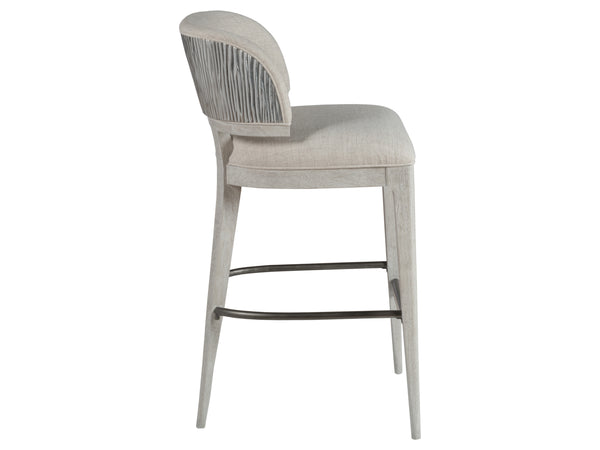 Lexington Artistica Home Olivia Contemporary White Oak Stool With Silver Leaf Accents And Luxurious Upholstered Seat Design Misty Gray Wood 2326-896-01