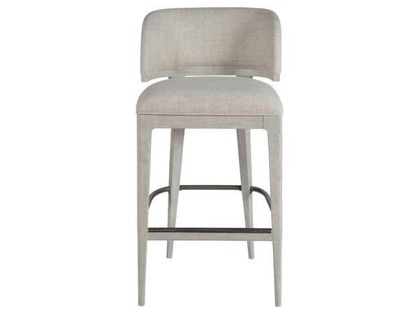 Lexington Artistica Home Olivia Contemporary White Oak Stool With Silver Leaf Accents And Luxurious Upholstered Seat Design Misty Gray Wood 2326-896-01