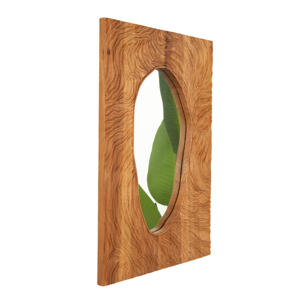 English Elm 20'' Timeline Mirror Rustic Rosewood Wall Mirror with Irregular Edge, Antique Grain, D-Ring Mounting, Versatile Decor W2615P346482