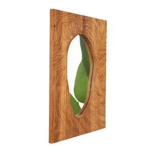 English Elm 20'' Timeline Mirror Rustic Rosewood Wall Mirror with Irregular Edge, Antique Grain, D-Ring Mounting, Versatile Decor W2615P346482