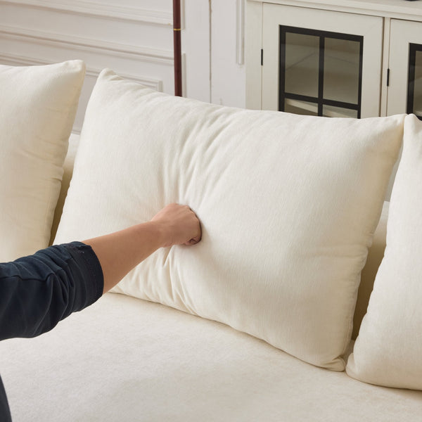 English Elm 108*68 Extra-Deep Modular Chenille Sofa - Cloud Comfort For 4, Fully Assembled White Sectional W1829S00060