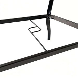 English Elm Metal Square Outdoor Dining Table Powder Coated Steel Slatted Top Seats Four W5159P445936