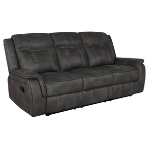 English Elm Franklin Charcoal Performance Microfiber Reclining Sofa with Contrast Stitching, Space-Saving Hugger Design and Manual Recliners offering Modern Comfort and Style B062P378329