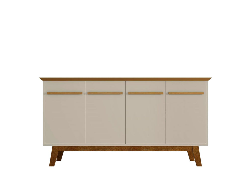 Manhattan Comfort Yonkers Mid-Century Modern Sideboard / Buffet Stand Off White and Cinnamon 232BMC12