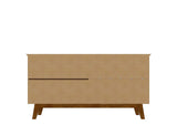 Manhattan Comfort Yonkers Mid-Century Modern Sideboard / Buffet Stand Off White and Cinnamon 232BMC12
