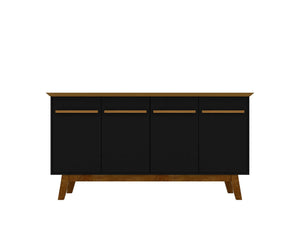 Manhattan Comfort Yonkers Mid-Century Modern Sideboard / Buffet Stand Black and Cinnamon 232BMC82