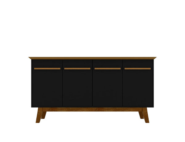 Manhattan Comfort Yonkers Mid-Century Modern Sideboard / Buffet Stand Black and Cinnamon 232BMC82