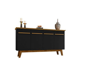 Manhattan Comfort Yonkers Mid-Century Modern Sideboard / Buffet Stand Black and Cinnamon 232BMC82