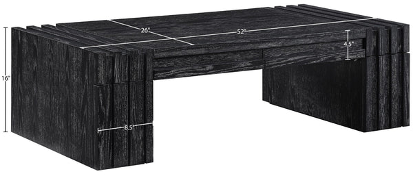Meridian Furniture Stanton Oak Veneer Coffee Table with Six Hidden Drawers for Modern Living Rooms Black 232Black-C
