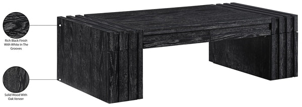 Meridian Furniture Stanton Oak Veneer Coffee Table with Six Hidden Drawers for Modern Living Rooms Black 232Black-C