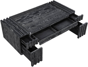 Meridian Furniture Stanton Oak Veneer Coffee Table with Six Hidden Drawers for Modern Living Rooms Black 232Black-C