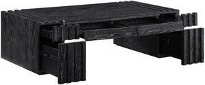 Meridian Furniture Stanton Oak Veneer Coffee Table with Six Hidden Drawers for Modern Living Rooms Black 232Black-C