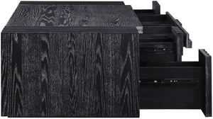 Meridian Furniture Stanton Oak Veneer Coffee Table with Six Hidden Drawers for Modern Living Rooms Black 232Black-C