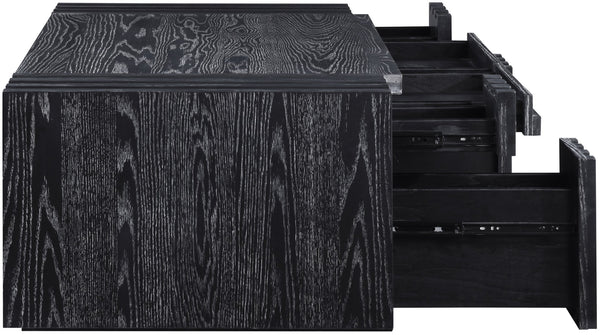 Meridian Furniture Stanton Oak Veneer Coffee Table with Six Hidden Drawers for Modern Living Rooms Black 232Black-C