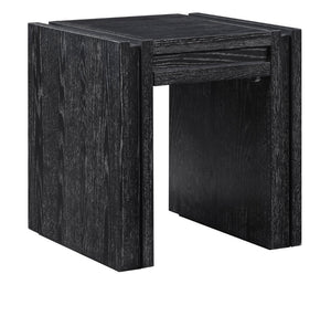 Meridian Furniture Stanton Sculptural End Table with Hidden Drawer and Geometric Inlay for Modern Living Rooms Black 232Black-E