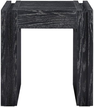 Meridian Furniture Stanton Sculptural End Table with Hidden Drawer and Geometric Inlay for Modern Living Rooms Black 232Black-E